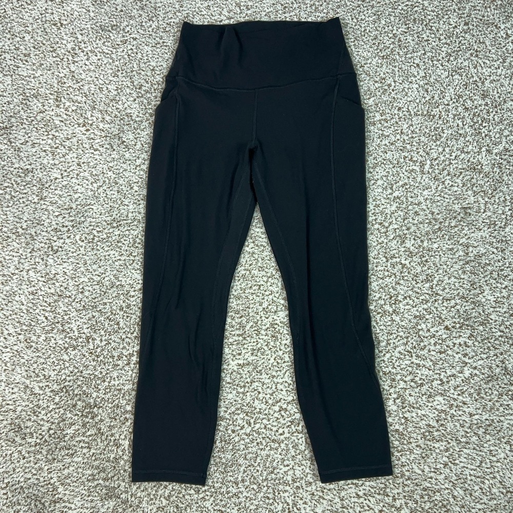 Lululemon Pants Womens 8 Black High Rise Ankle Leggings Pockets Yoga Align Crop